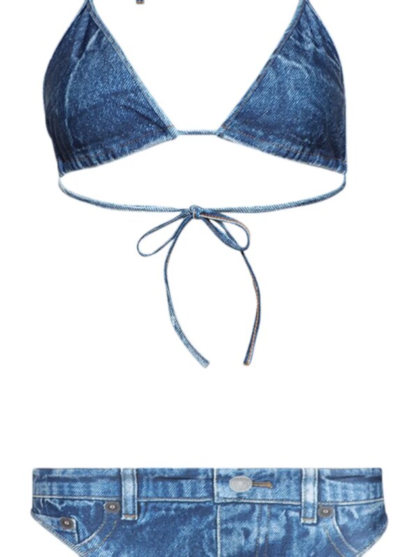 Balenciaga Bikini met denim-effect - Blauw