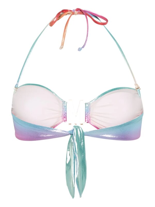 Moschino Metallic bikinitop met logoplakkaat - Blauw