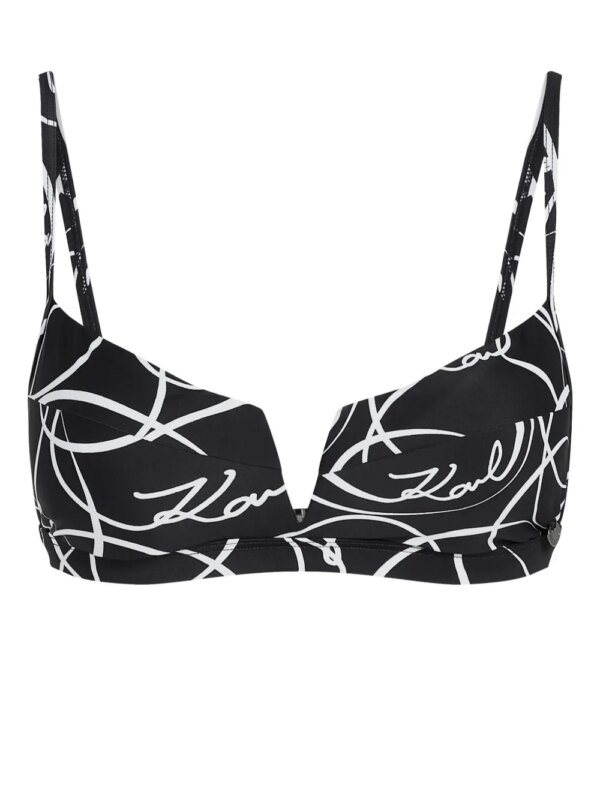 Karl Lagerfeld Bikinitop met print en baleinen - Zwart