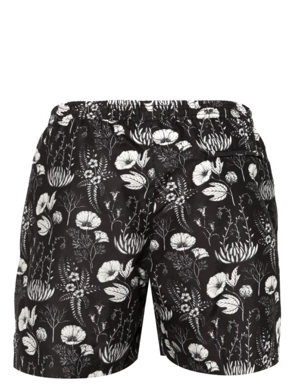 Sunspel Zwembroek met bladerprint - Zwart