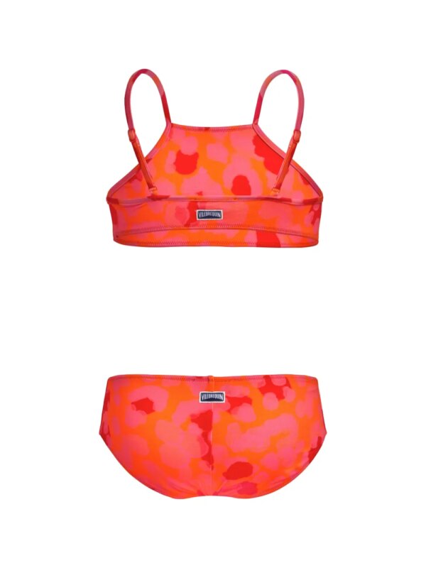 Vilebrequin Kids Bikini met abstracte print en vierkante hals - Oranje