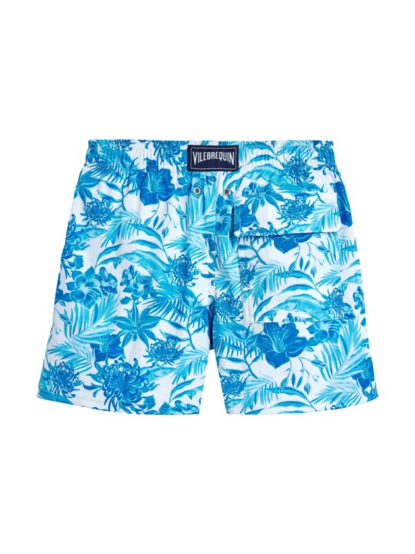 Vilebrequin Kids Zwembroek met bloemenprint en logo-applicatie - Wit