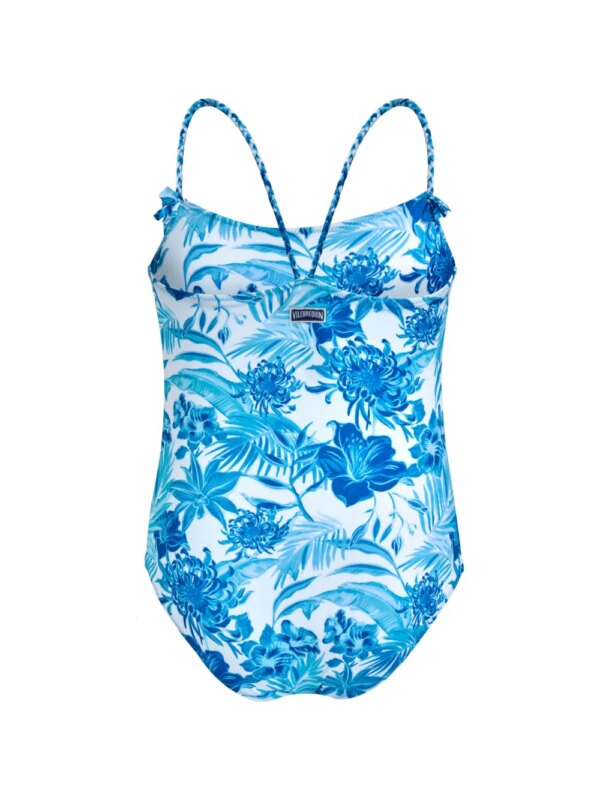 Vilebrequin Kids Badpak met bloemenprint en gevlochten bandje - Wit