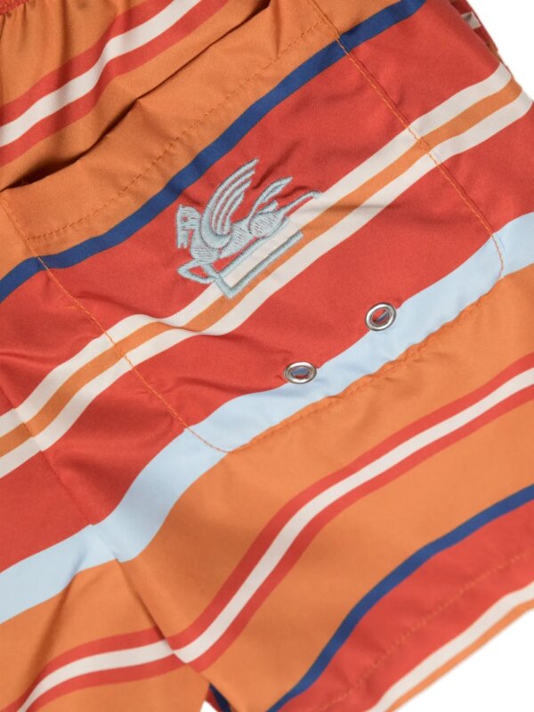 ETRO KIDS Gestreepte zwembroek met borduurwerk - Oranje