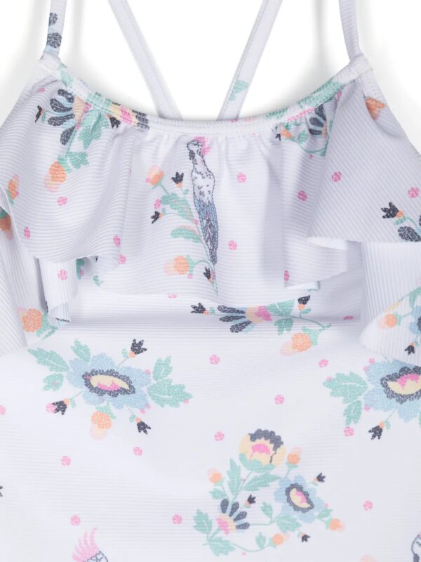 Andorine Badpak met bloemenprint - Wit