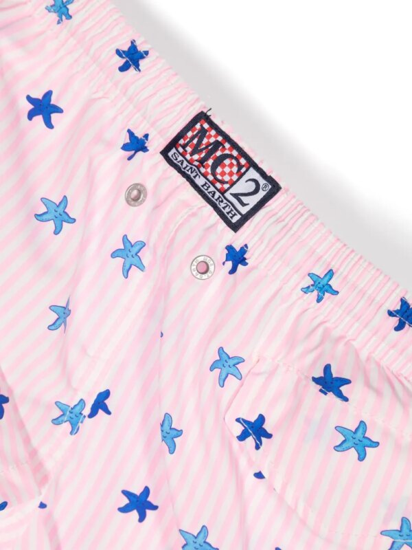 MC2 Saint Barth Kids Gestreepte zwembroek met zeesterprint - Roze
