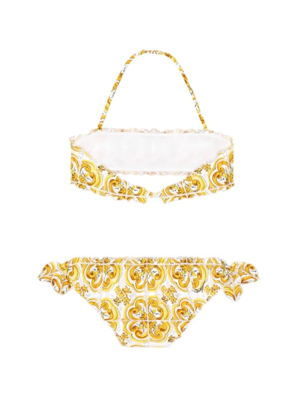 Dolce & Gabbana Kids Bikini met ruches en print - Geel