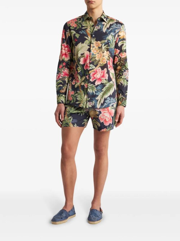 ETRO Zwembroek met bloemenprint - Blauw