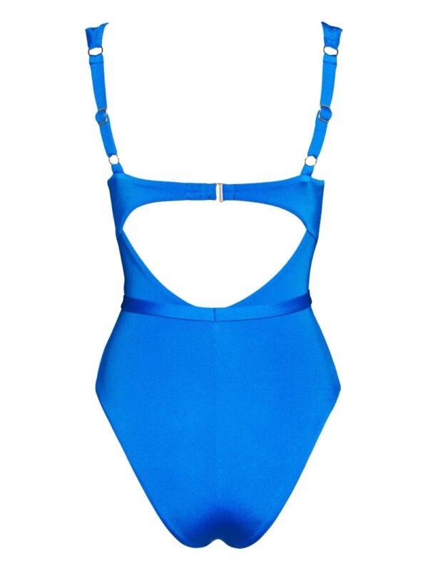 Noire Swimwear Balconette badpak met ruches en ceintuur - Blauw