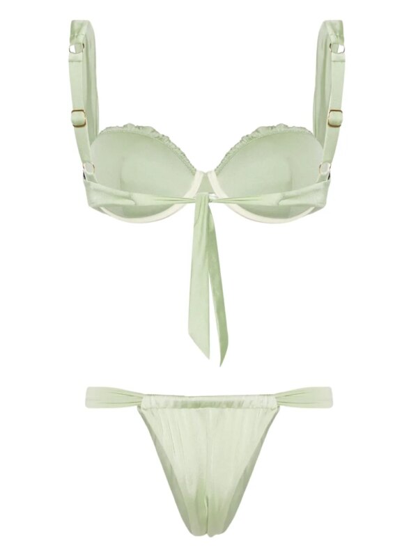Noire Swimwear Cheeky bikini met ruches - Groen