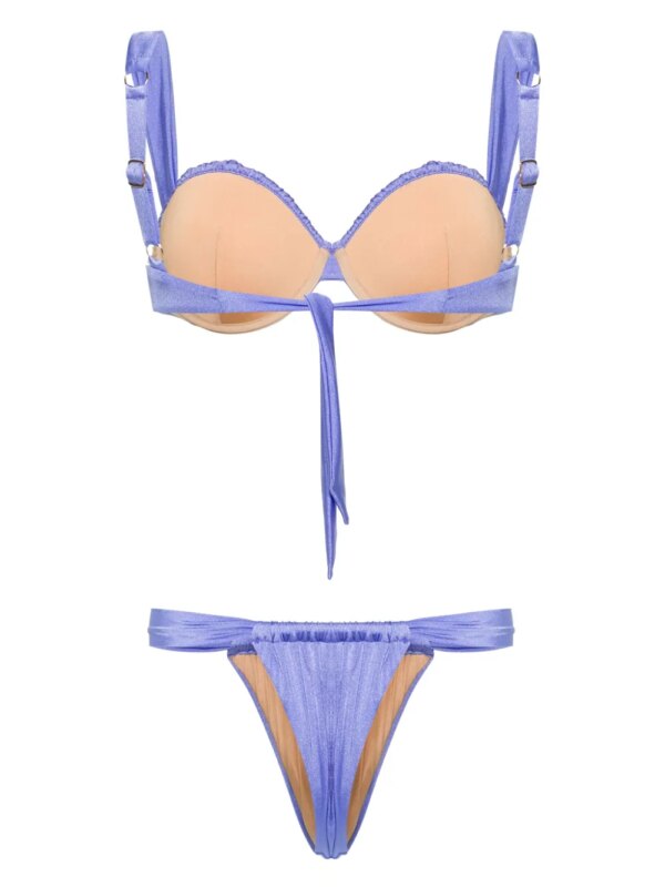 Noire Swimwear Balconette bikini met ruches - Paars