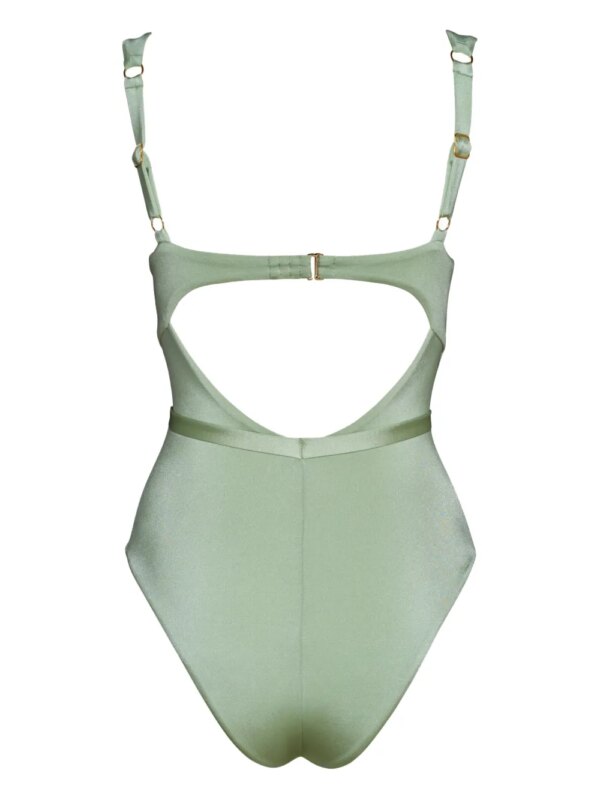 Noire Swimwear Balconette badpak met ruches - Groen