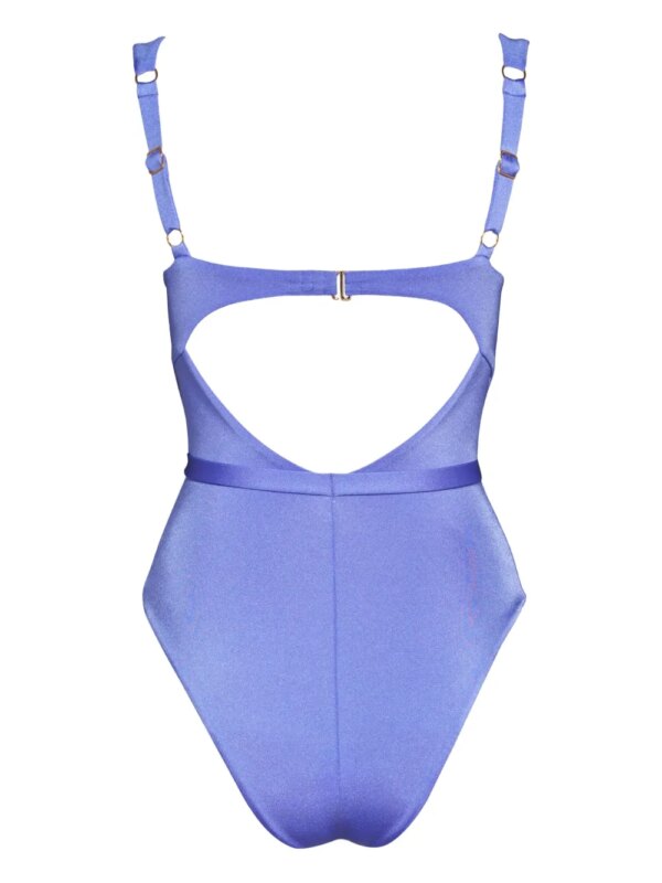 Noire Swimwear Balconette badpak met ruches en ceintuur - Paars
