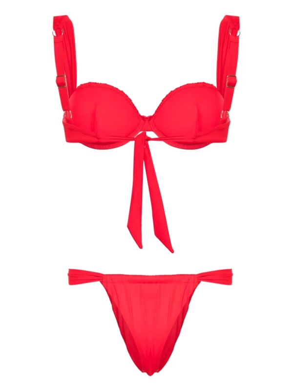 Noire Swimwear Cheeky bikini met ruches - Rood