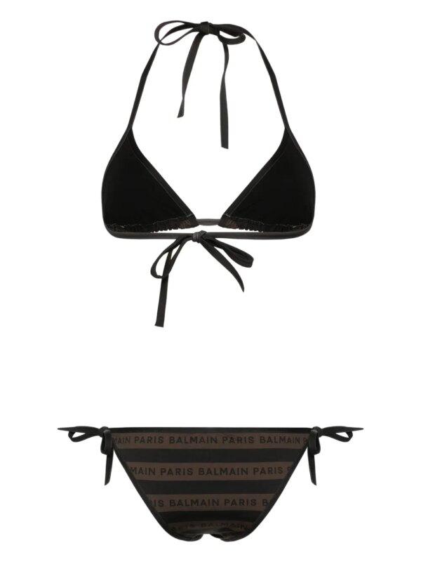 Balmain Bikini met logoprint - Bruin
