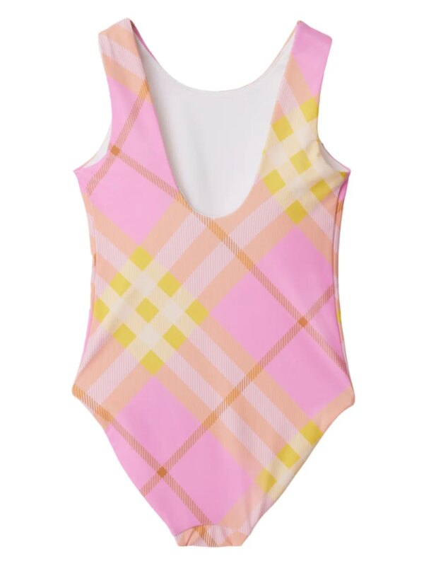 Burberry Kids Vintage check badpak met diepe ronde hals - Roze