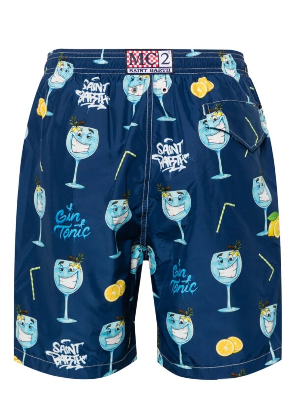 MC2 Saint Barth Mid waist zwembroek met print - Blauw