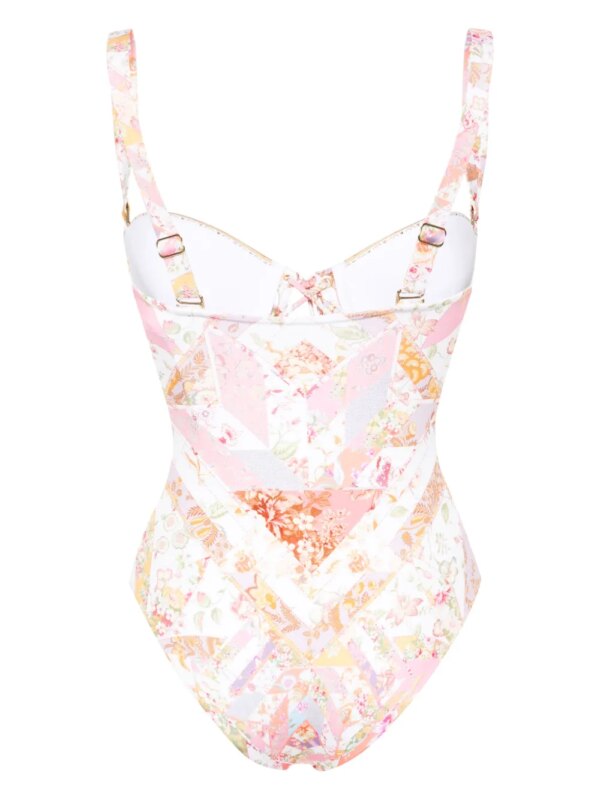 Camilla Badpak met bloemenkant - Wit