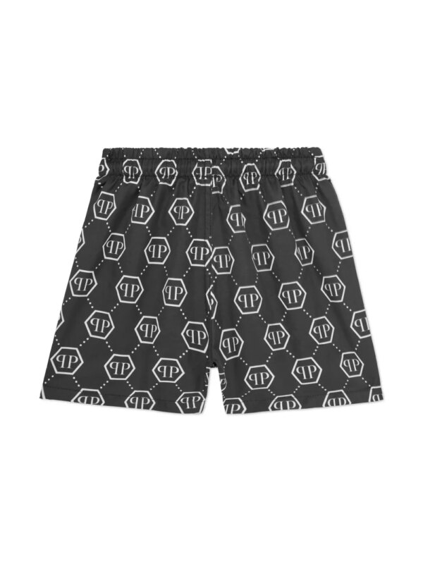 Philipp Plein Junior Zwembroek met monogramprint - Zwart
