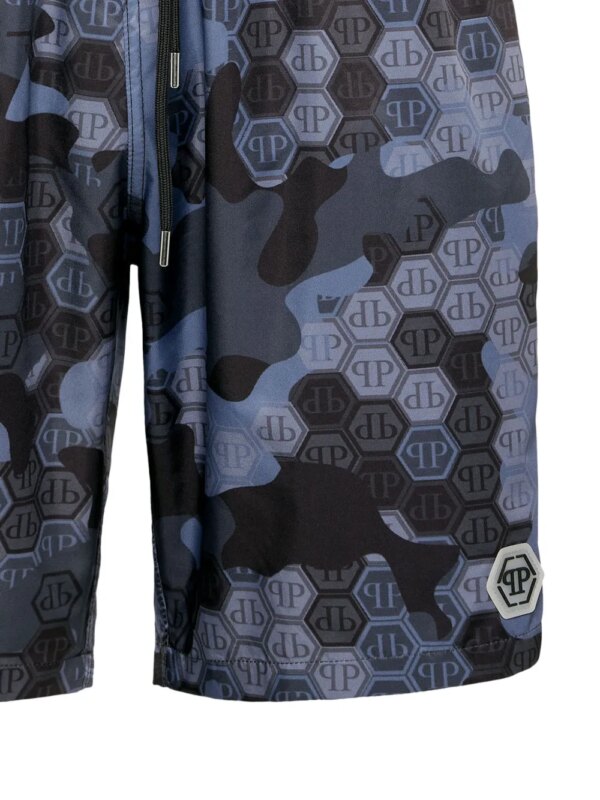 Philipp Plein Zwembroek met monogram-print - Blauw
