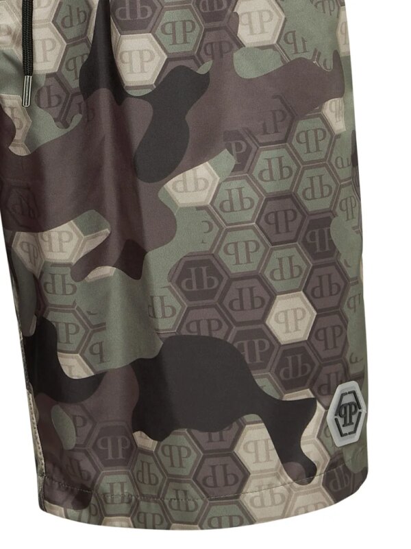 Philipp Plein Zwembroek met monogram-print - Bruin