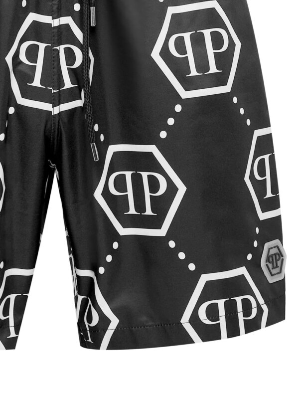 Philipp Plein Zwembroek met monogram-print - Zwart