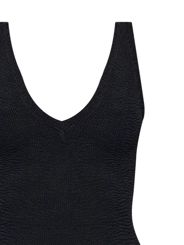 Hunza G Badpak met seersucker print - Zwart