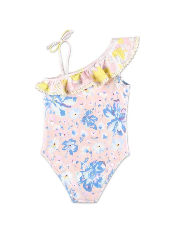 ZIMMERMANN Kids Badpak met ruches en bloemenprint - Blauw