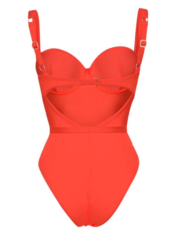 Noire Swimwear Balconette badpak met ruches en ceintuur - Oranje