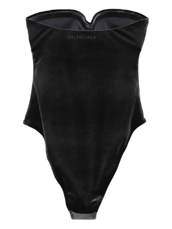 Balenciaga Badpak met sweetheart hals en logoprint - Zwart