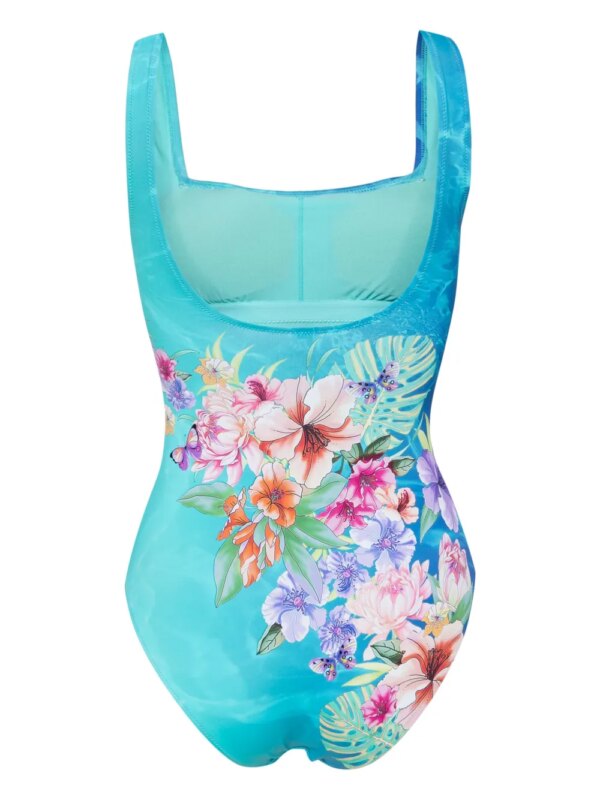 Johnny Was Water Tropic badpak met vierkante hals - Blauw