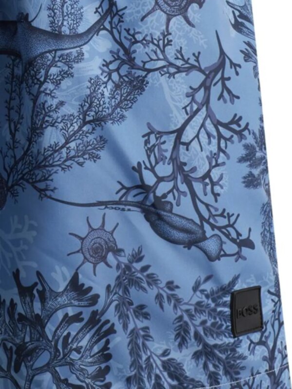BOSS Zwembroek met bloemenprint - Blauw