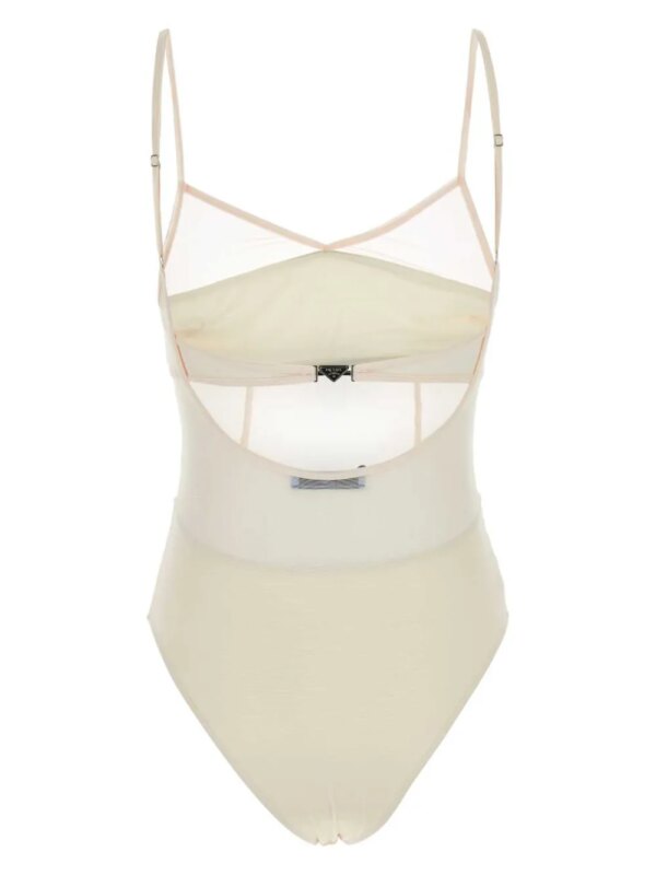 Prada Tulen badpak met V-hals - Beige