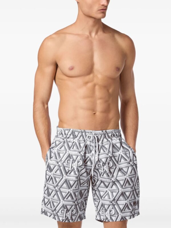 Philipp Plein Zwembroek met monogram boxer - Wit