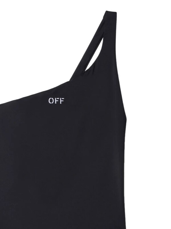 Off-White Asymmetrisch badpak met logoprint - Zwart