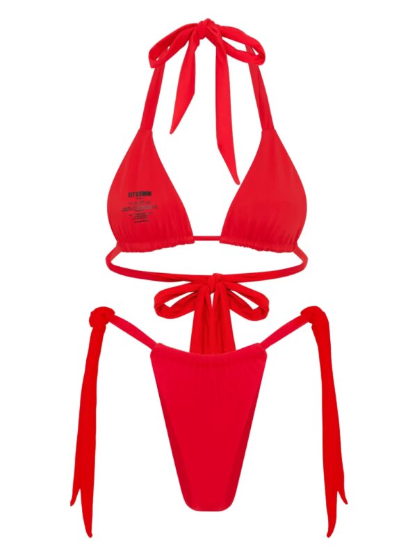Let's Swim Bikinislip met gestrikte zijkant - Rood
