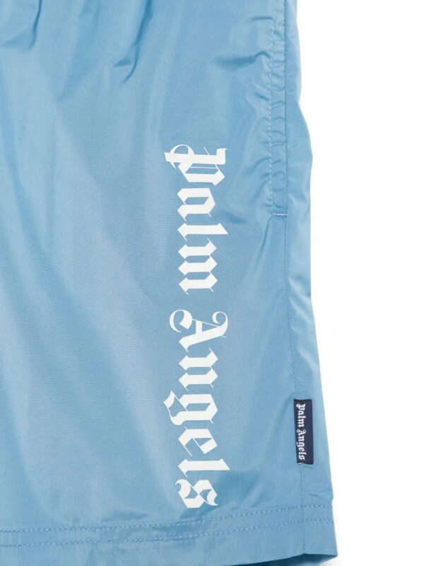 Palm Angels Kids Zwembroek met logoprint - Blauw