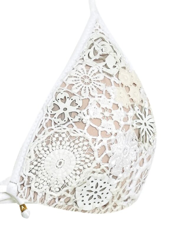 Amir Slama Bikini met geborduurde bloemen - Wit