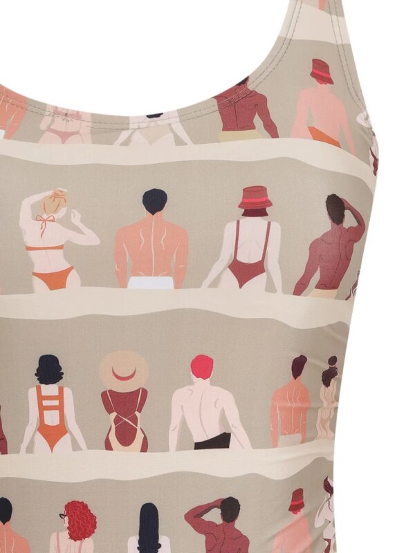 Amir Slama Badpak met grafische print - Beige