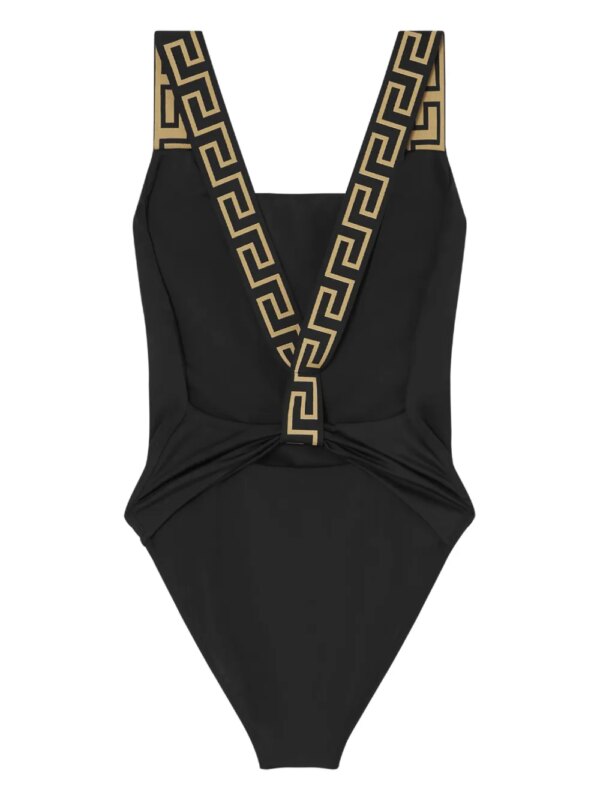 Versace Badpak met Greca afwerking - Zwart