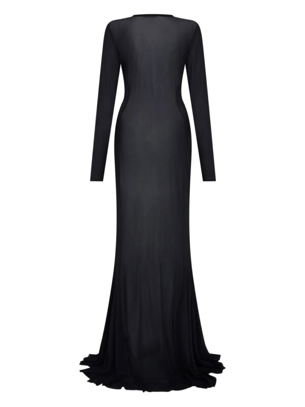 Let's Swim Mesh maxi-dress met logo-haai - Zwart