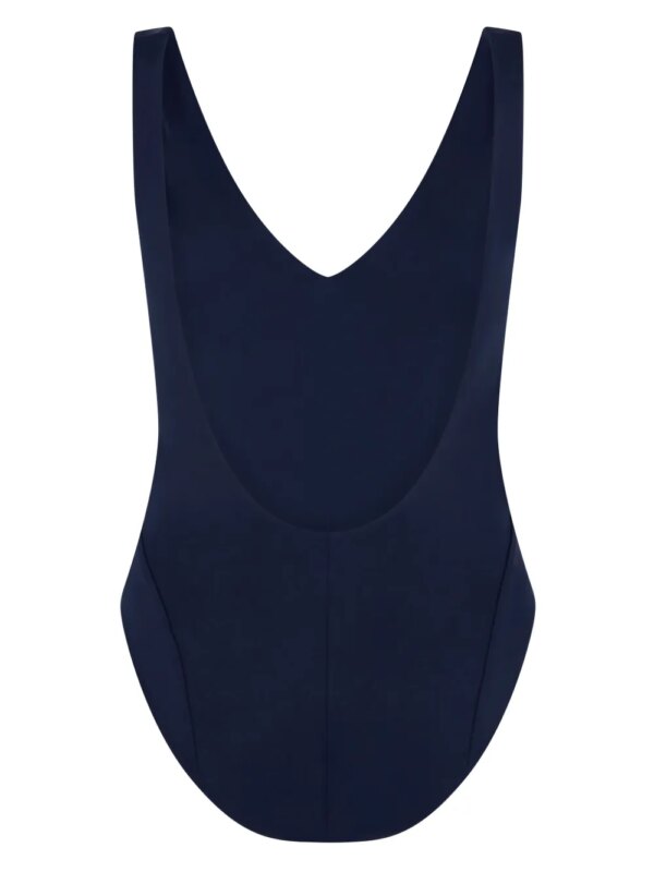 Let's Swim Badpak met watervalhals en V-hals - Blauw