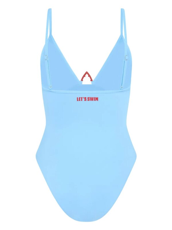 Let's Swim Badpak met haaienlogo - Blauw