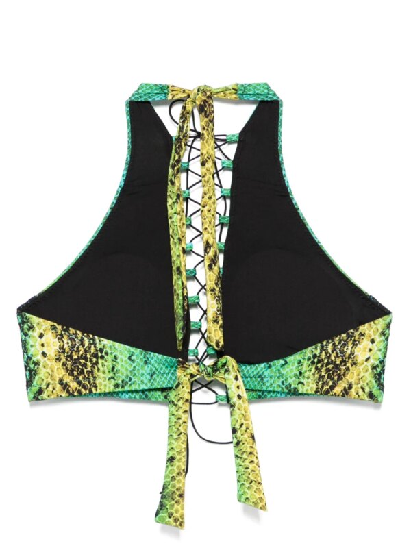 Noire Swimwear Bikinitop met slangenprint - Groen