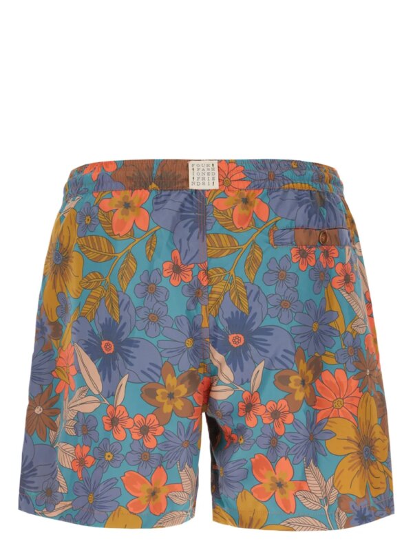 4FF Zwembroek met bloemenprint - Blauw