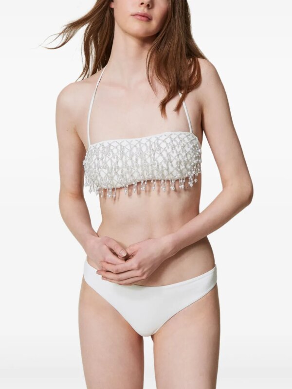 TWINSET Bandeau bikini met kralen - Wit