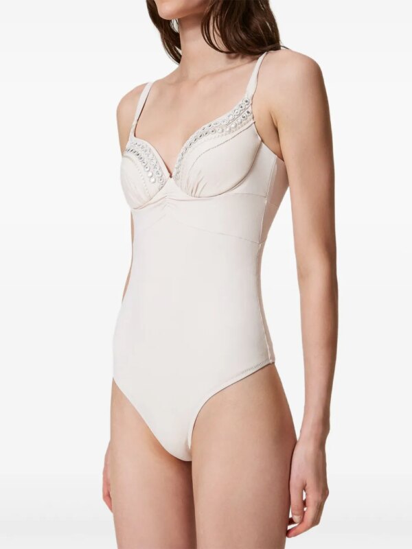 TWINSET Badpak met borduurwerk - 12376_RIC.ALMOND BEIGE/DARK ALMOND BEIGE