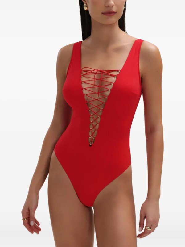 Noire Swimwear Badpak met veters - Rood