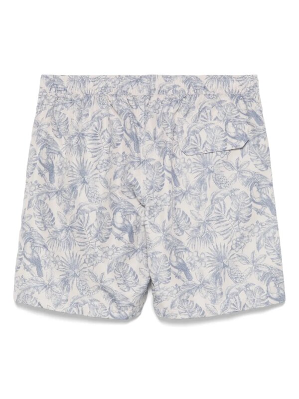 Eleventy Zwembroek met bladerprint - Beige