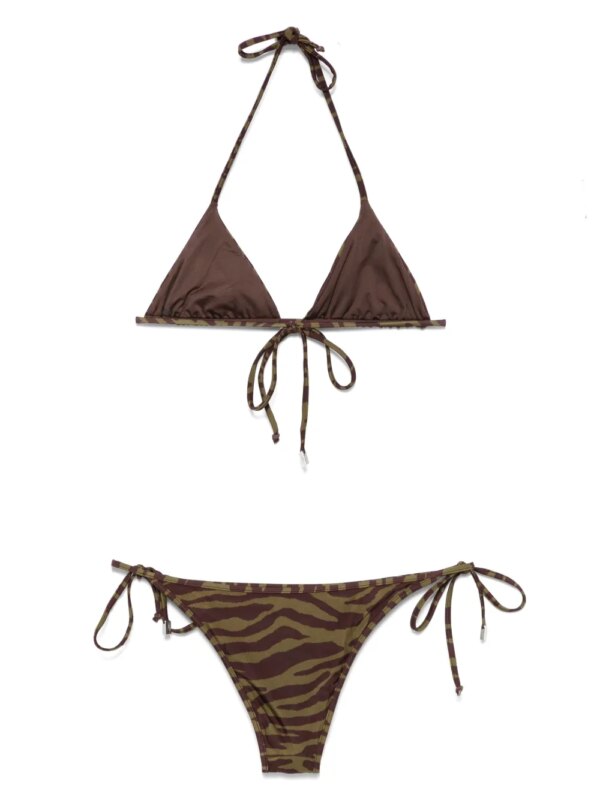 The Attico Bikini met zebraprint - Groen